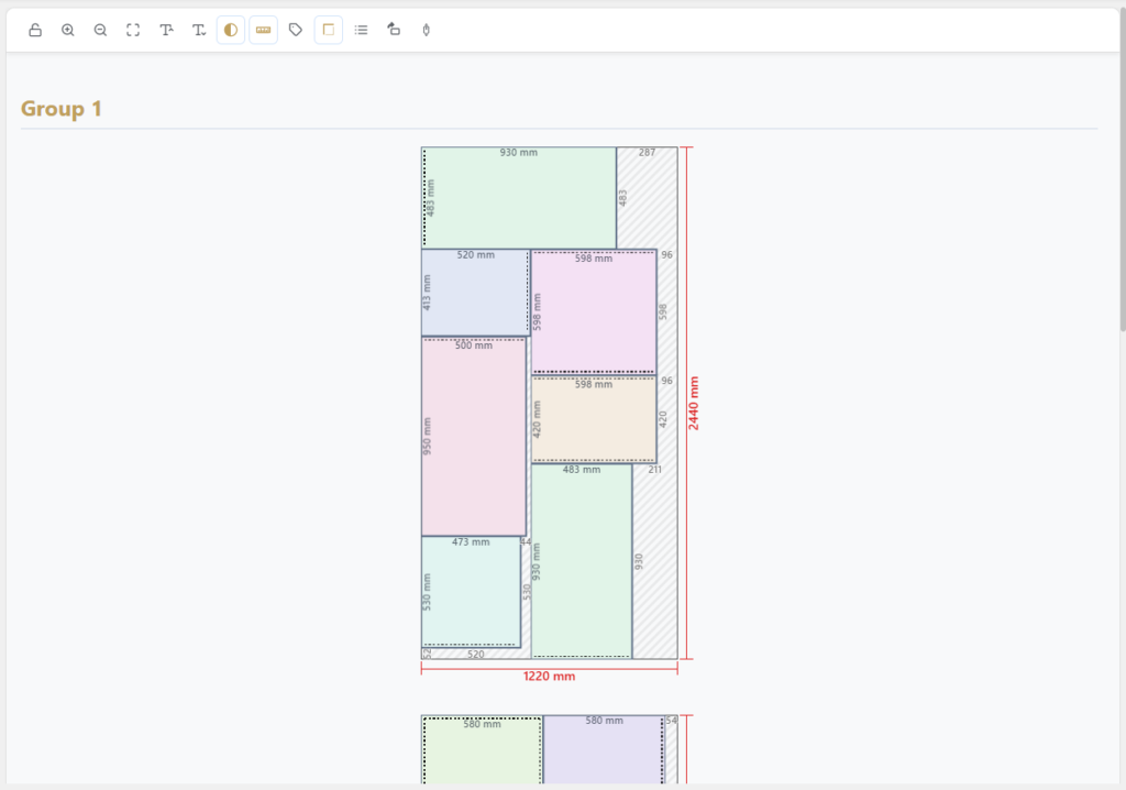 How to Use EdgeCraft Cutting Plan: Free Cutlist Optimizer for Sheet Cutting 6 Optimized sheet layout generated by EdgeCraft Cutting Plan