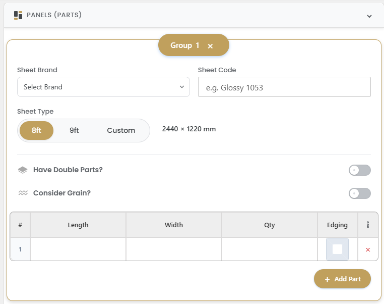 How to Use EdgeCraft Cutting Plan: Free Cutlist Optimizer for Sheet Cutting 3 Panels and parts table for MDF cutting list